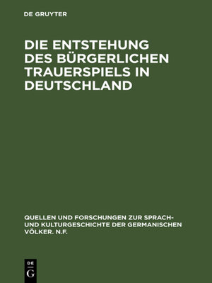 cover image of Die Entstehung des bürgerlichen Trauerspiels in Deutschland